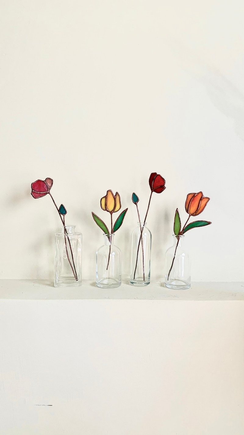 【玻璃花】镶嵌玻璃 DIY • 郁金香&罂粟花 • 桃园 - 陶艺 - 玻璃 