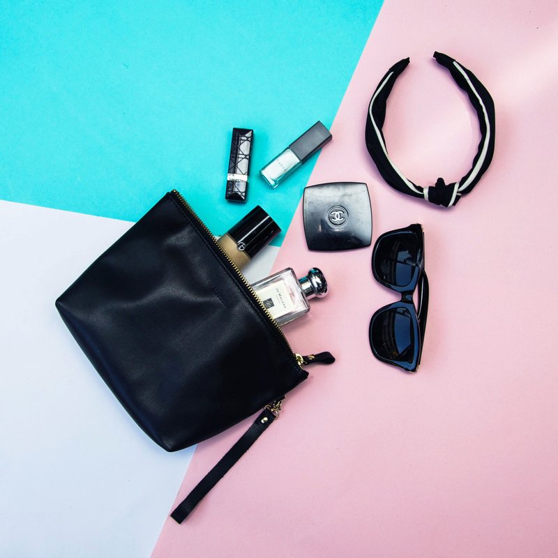 【BEAUTY BAG】ZiBAG-035/ 经典黑 - 化妆包/杂物包 - 真皮 