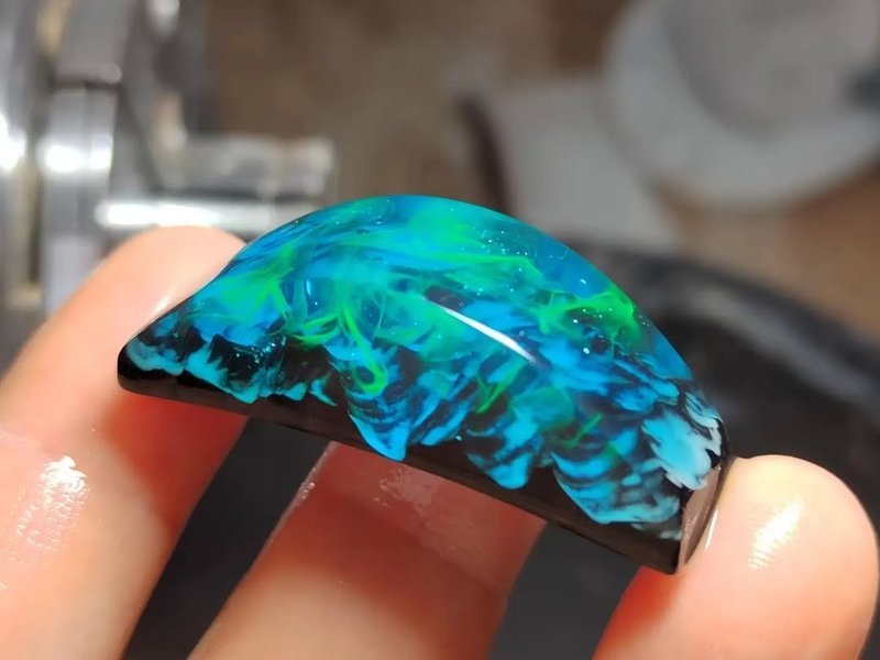 极光、手工树脂手环、可调式设计、轻盈波希风、极简风格饰品、链 - 手链/手环 - 树脂 绿色