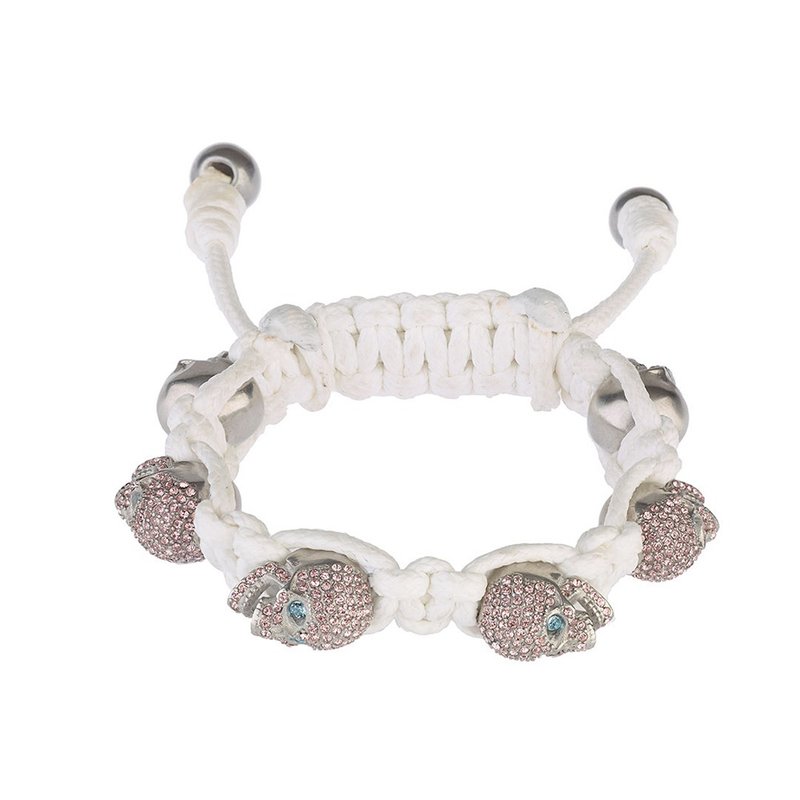 白水钻蓝眼银骷髅白色手环_S - 手链/手环 - 其他材质 灰色