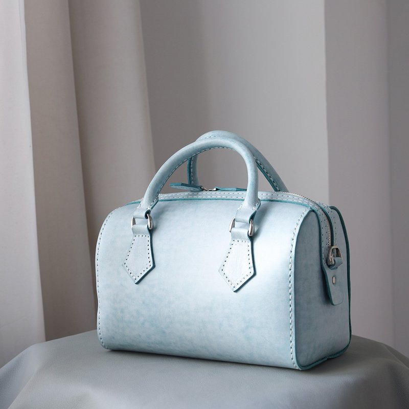 Nina Boston 迷你波士顿包  蒂芙尼蓝 带内胆 - 侧背包/斜挎包 - 真皮 蓝色