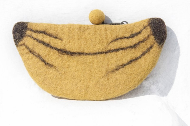 水果包 水果礼羊毛毡手机袋/羊毛毡收纳袋/零钱包/悠游卡套/羊毛毡钱包 圣诞礼物 情人节礼物 交换礼物 生日礼物-黄香蕉 - 化妆包/杂物包 - 羊毛 黄色