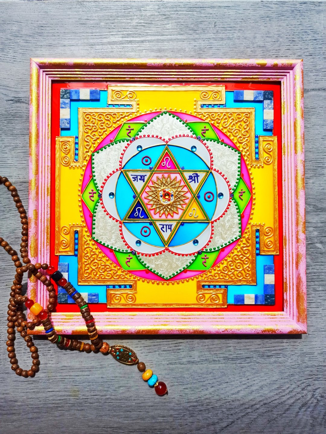 太阳Yantra Surya曼陀罗墙艺术瑜伽装饰冥想瑜伽神圣几何 - 墙贴/壁贴 - 玻璃 黄色