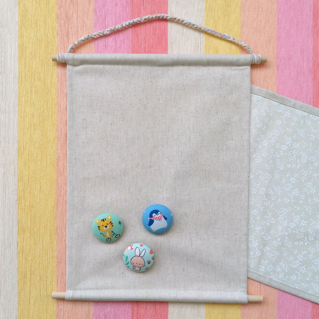 胸针展示棉麻挂布/徽章收藏挂布/别针收纳挂布 - 海报/装饰画/版画 - 棉 白色
