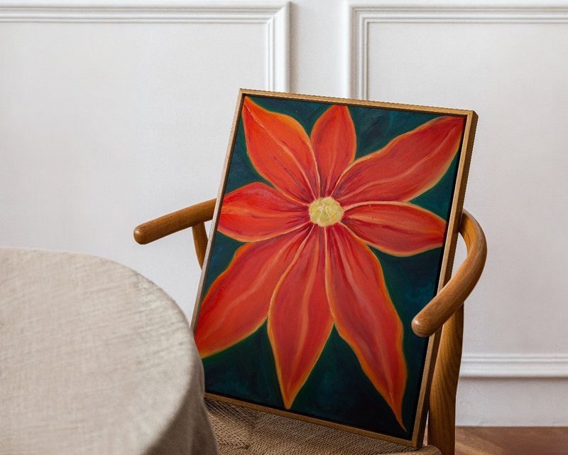 红色的花, 艺术品. 布面油画. 家居墙壁装饰、手工礼品 - 墙贴/壁贴 - 其他材质 多色