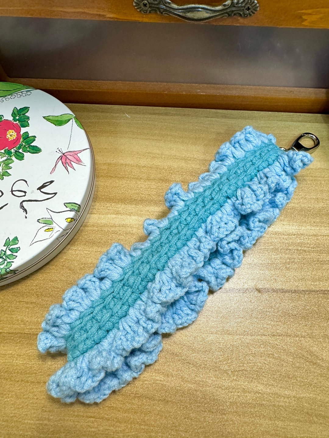 MUMU 孔雀蓝 x 清水蓝 花边钩织手机绳 Handmade - 挂绳/吊绳 - 棉 蓝色