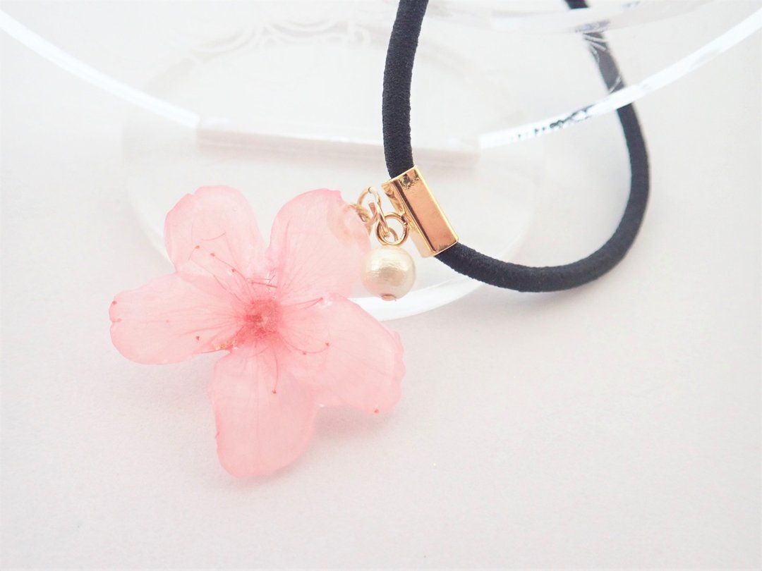 Real Flower ✕ Cotton Pearl Sakura Bijin Hair Tie - 发饰 - 植物．花 粉红色
