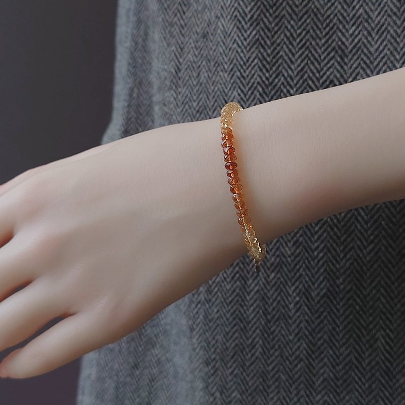 现货特惠 - 渐层黄水晶切面车轮珠 14Kgf 包金手链 秋冬复古色系 - 手链/手环 - 半宝石 黄色