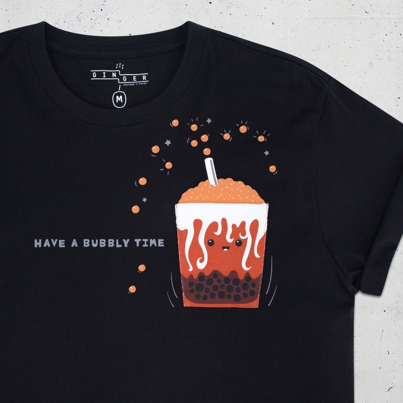 Bubbly Time 中性 T恤 - 黑色 - 中性连帽卫衣/T 恤 - 棉．麻 黑色