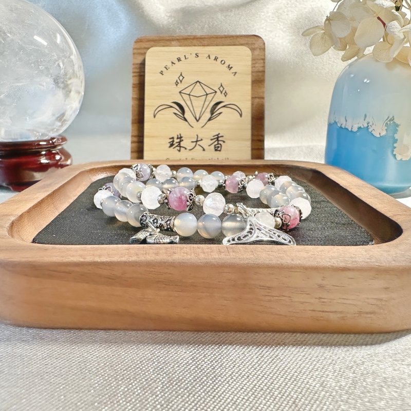 春晓映紫 烟紫玛瑙 紫红碧玺 粉晶 手链 手串 - 手链/手环 - 水晶 紫色