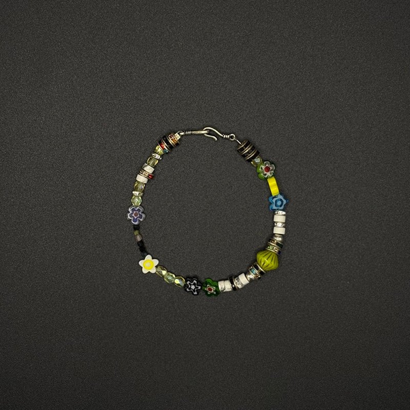 7AB VINTAGE碧玺琉璃手串925银无性别潮流Y2K纯手工男女款手链 - 手链/手环 - 其他材质 