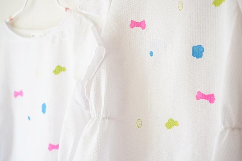 for yoyo：）白色皱皱短袖棉花糖、云、小饼干、万花筒 - 女装上衣 - 棉．麻 