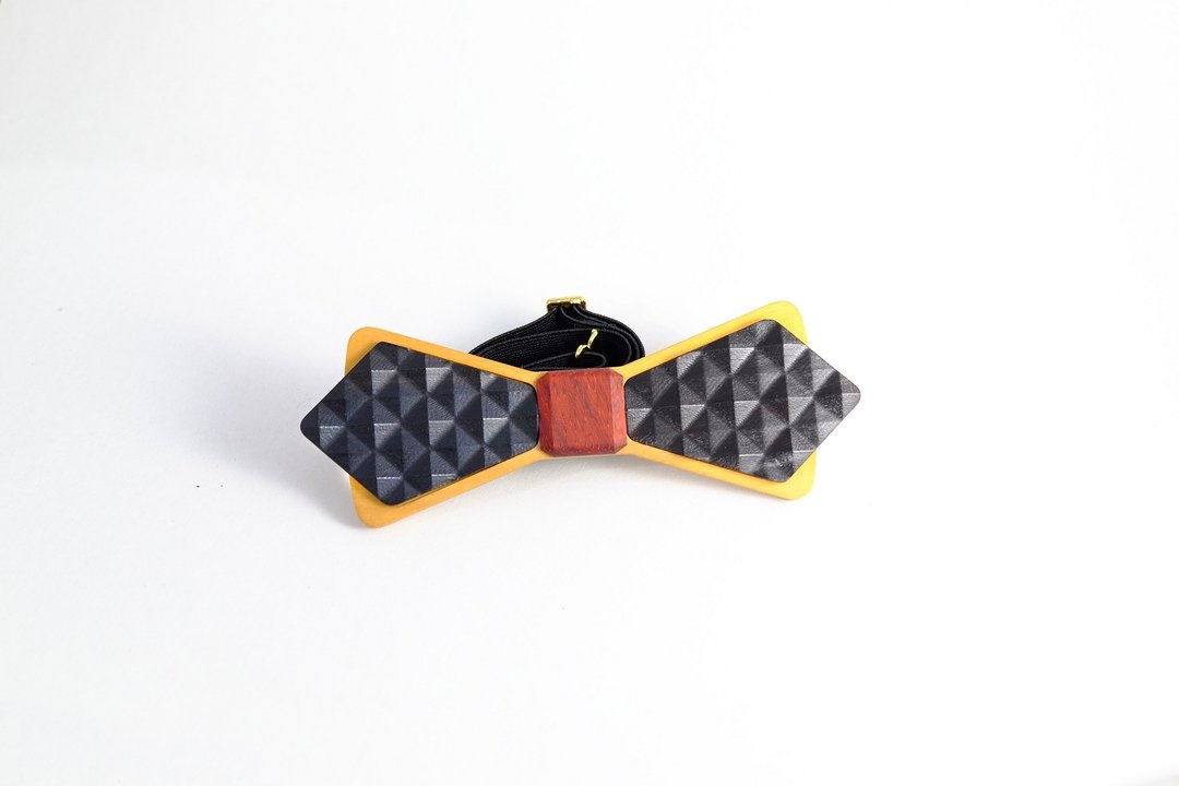 木领结 天然原木 领结 3D WOOD TIE Millimeter 质感 菱形 黑色 手感 手作 - 领带/领带夹 - 木头 黑色