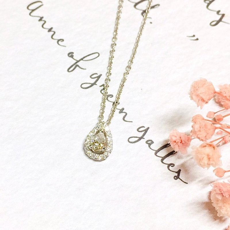 【Jewelry Ya 茱丽叶】梨型 (水滴式) 钻石 白金套链 - 项链 - 钻石 