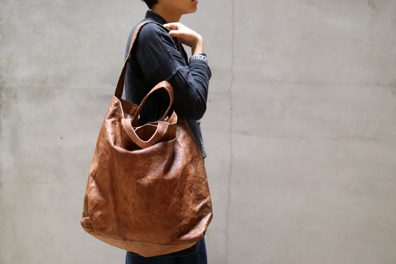 CHAHAT村落皮革两用提把背袋 - 侧背包/斜挎包 - 真皮 咖啡色