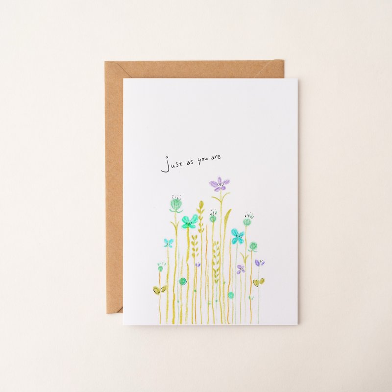 just as you are 花卉插画 手绘卡片 万用卡 定制化生日卡 感谢卡 - 卡片/明信片 - 纸 绿色