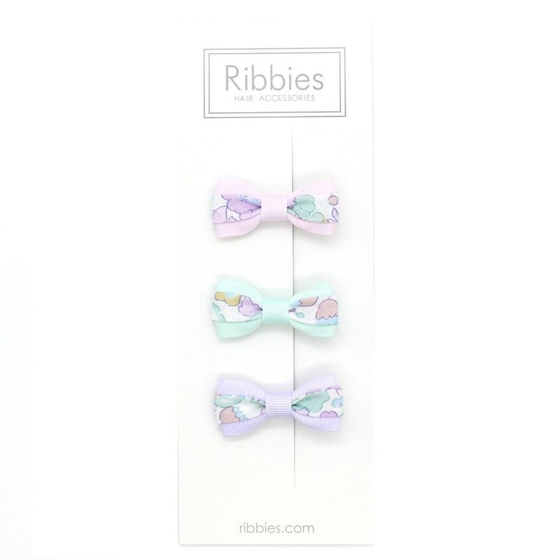 英国Ribbies 双色缎带蝴蝶结3入组-Betsy Celadon - 发饰 - 聚酯纤维 