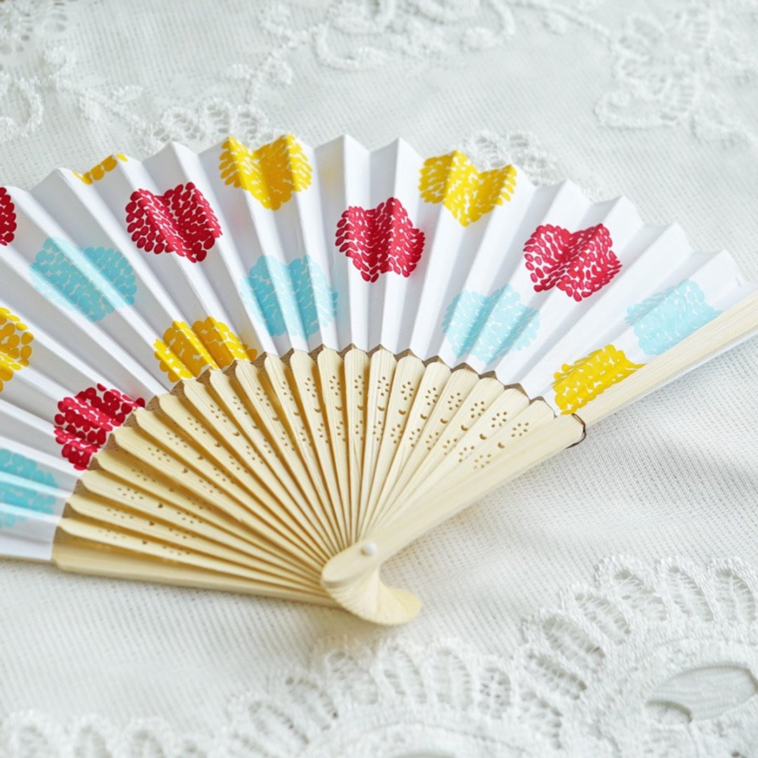 Hand-painted colorful folding fan - 扇子 - 纸 蓝色