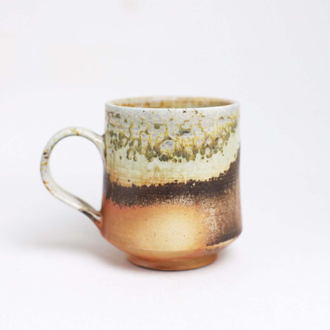 明芽窑 l 柴烧志野窑汗把杯 陶杯 马克杯 橘 白 搜藏品 咖啡杯 H9 - 咖啡杯/马克杯 - 陶 橘色