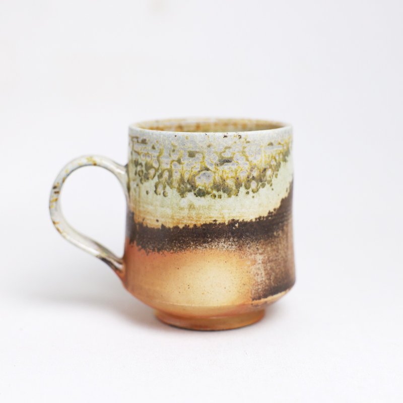 明芽窑 l 柴烧志野窑汗把杯 陶杯 马克杯 橘 白 搜藏品 咖啡杯 H9 - 咖啡杯/马克杯 - 陶 橘色