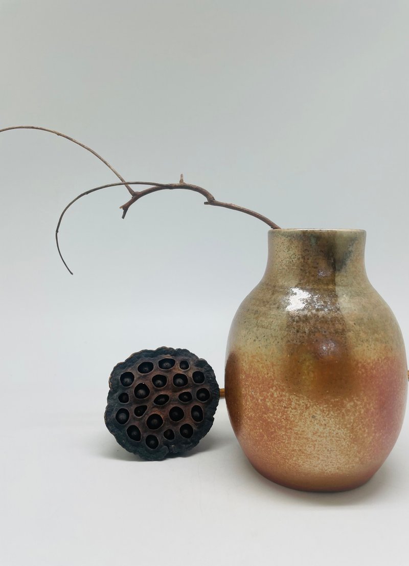 柴烧金银彩花器 - 花瓶/陶器 - 陶 金色