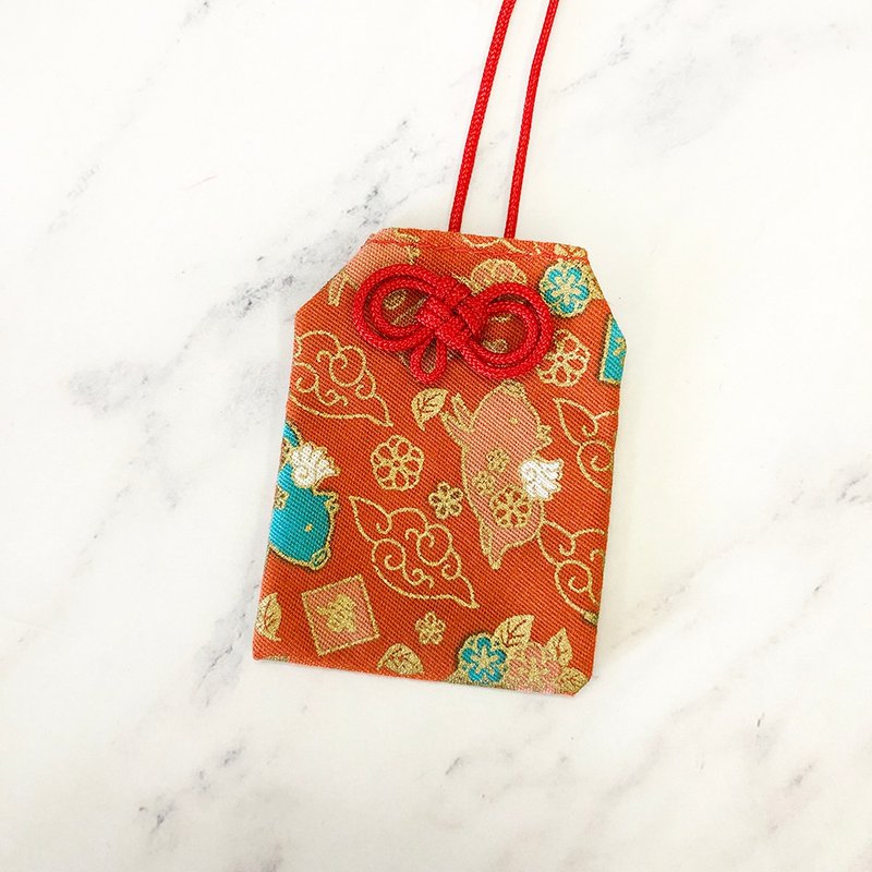 飞飞小猪 御守 平安符袋 香包 婚礼小物 - 其他 - 棉．麻 橘色