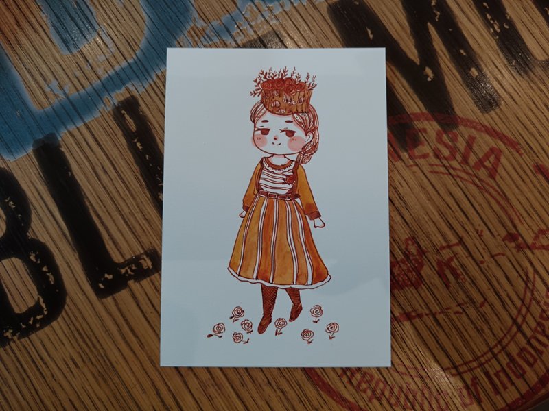 花语微笑钢笔淡彩原画 - 海报/装饰画/版画 - 纸 