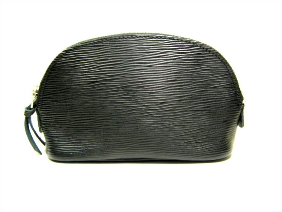 Pouch, wave, stamped cowhide - 化妆包/杂物包 - 真皮 黑色