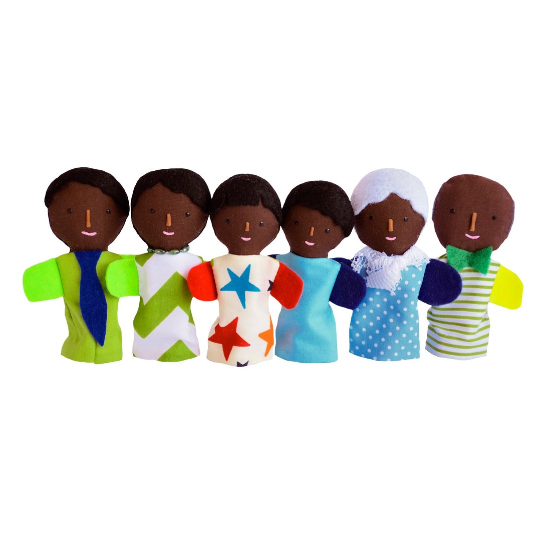 Families of finger puppets / Brown skin color - 手工娃娃 - Therapy doll - doll house - 玩具/玩偶 - 其他材质 咖啡色