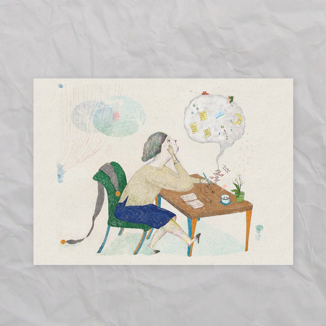 艹方明信片 计划中 原创插画 万用卡 文具 - 卡片/明信片 - 纸 卡其色