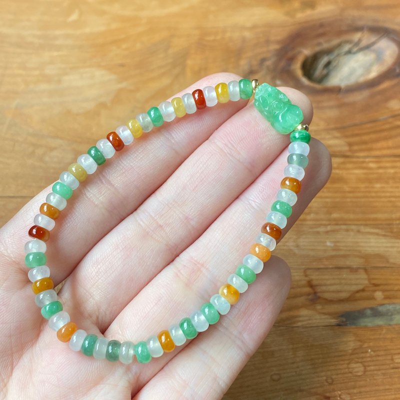 拈翠-缅甸天然A货翡翠-缤纷多彩算盘珠设计手串 - 手链/手环 - 玉石 多色