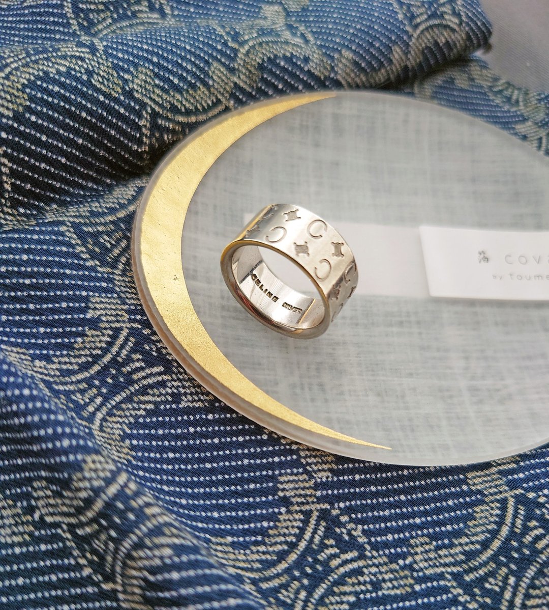 中古孤品 连盒 CELINE 纯银凯旋门戒指 指环颈链指轮包包挂件挂饰 - 戒指 - 纯银 银色