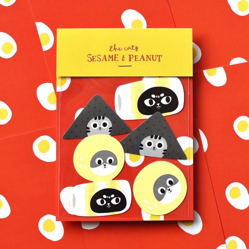 叠叠猫防水贴纸包-叠叠关东煮 - 贴纸 - 防水材质 红色