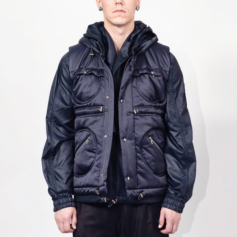 SEANNUNG 圆形口袋铺棉背心 - 男装背心 - 尼龙 蓝色