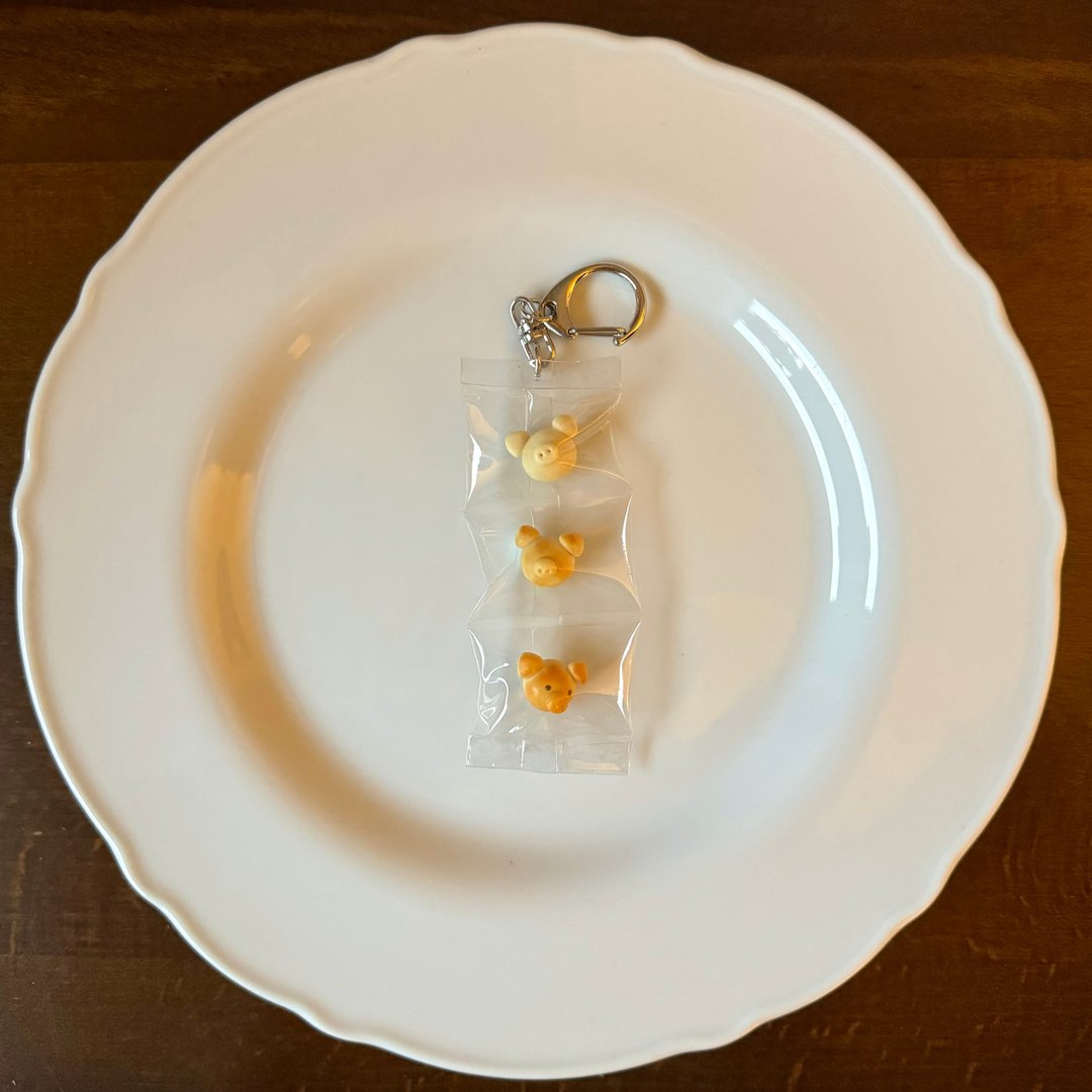猪面包钥匙扣 - 钥匙链/钥匙包 - 粘土 咖啡色