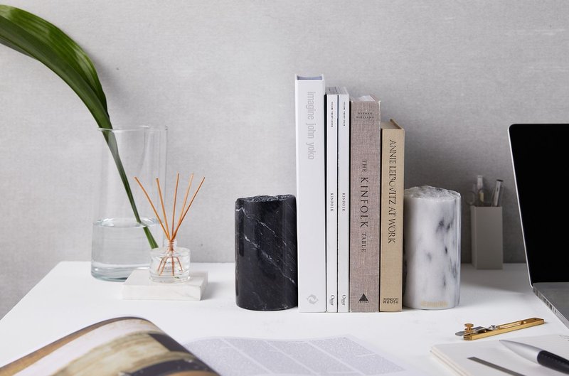 书挡/书夹(一对)/优雅稳重/生活良品 - 书架/书挡 - 石头 白色