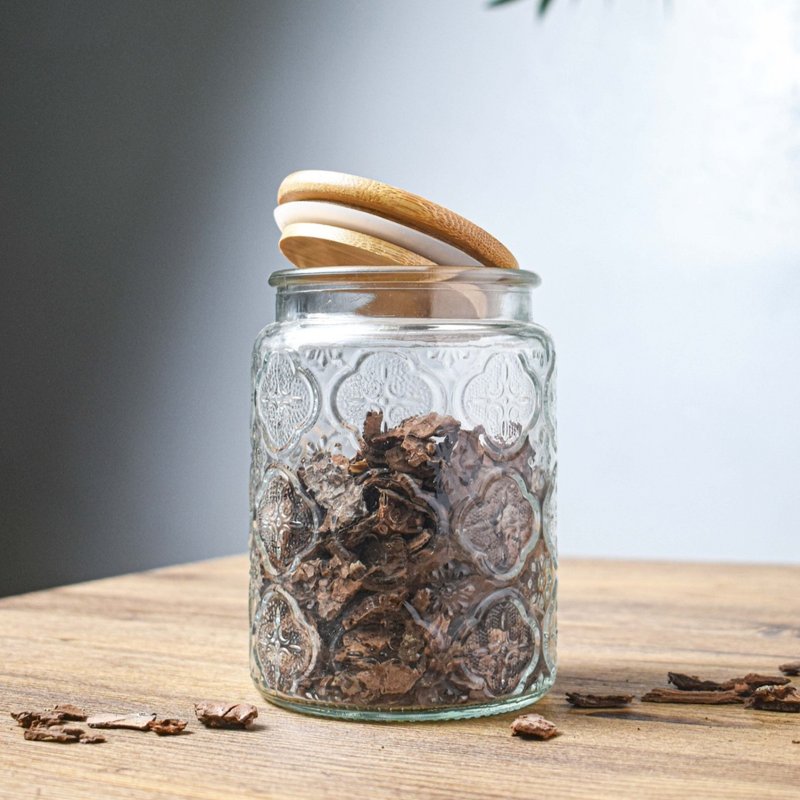 李的绿意花园 复古海棠窗花玻璃密封罐 玻璃罐 收纳罐 - 花瓶/陶器 - 玻璃 透明