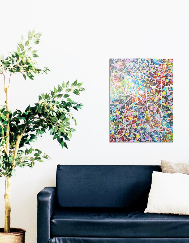 抽象线条绘画 心的流动1 画作 - 订制画像 - 棉．麻 多色