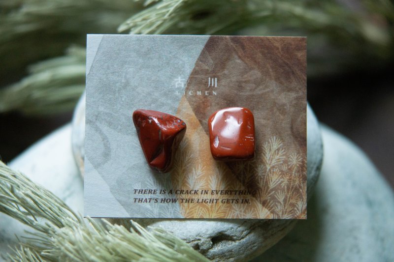 CRACK | 矿物系耳环 |  EARRINGS - 耳环/耳夹 - 玉石 红色