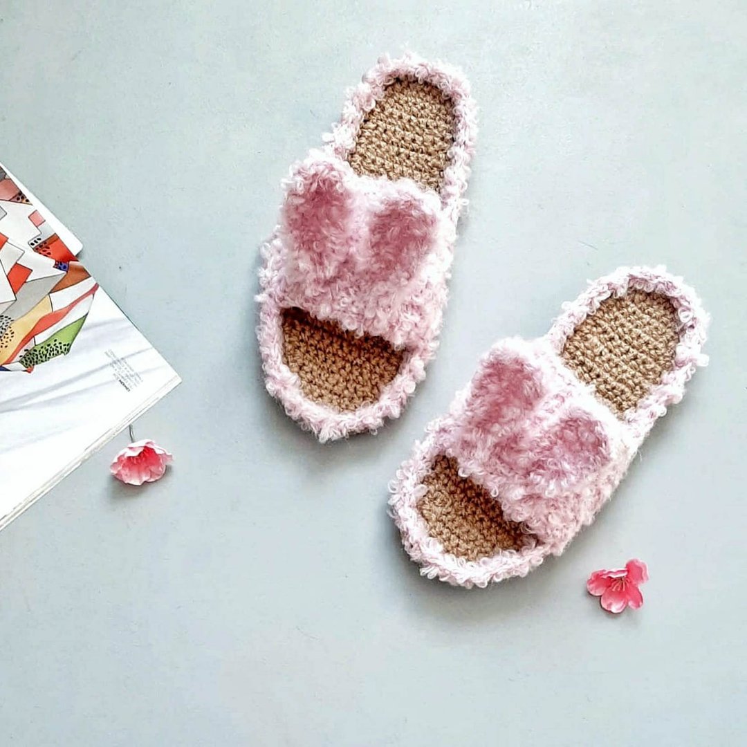 Bunny slippers adult - Straw sandals bunny - 室内拖鞋 - 棉 粉红色