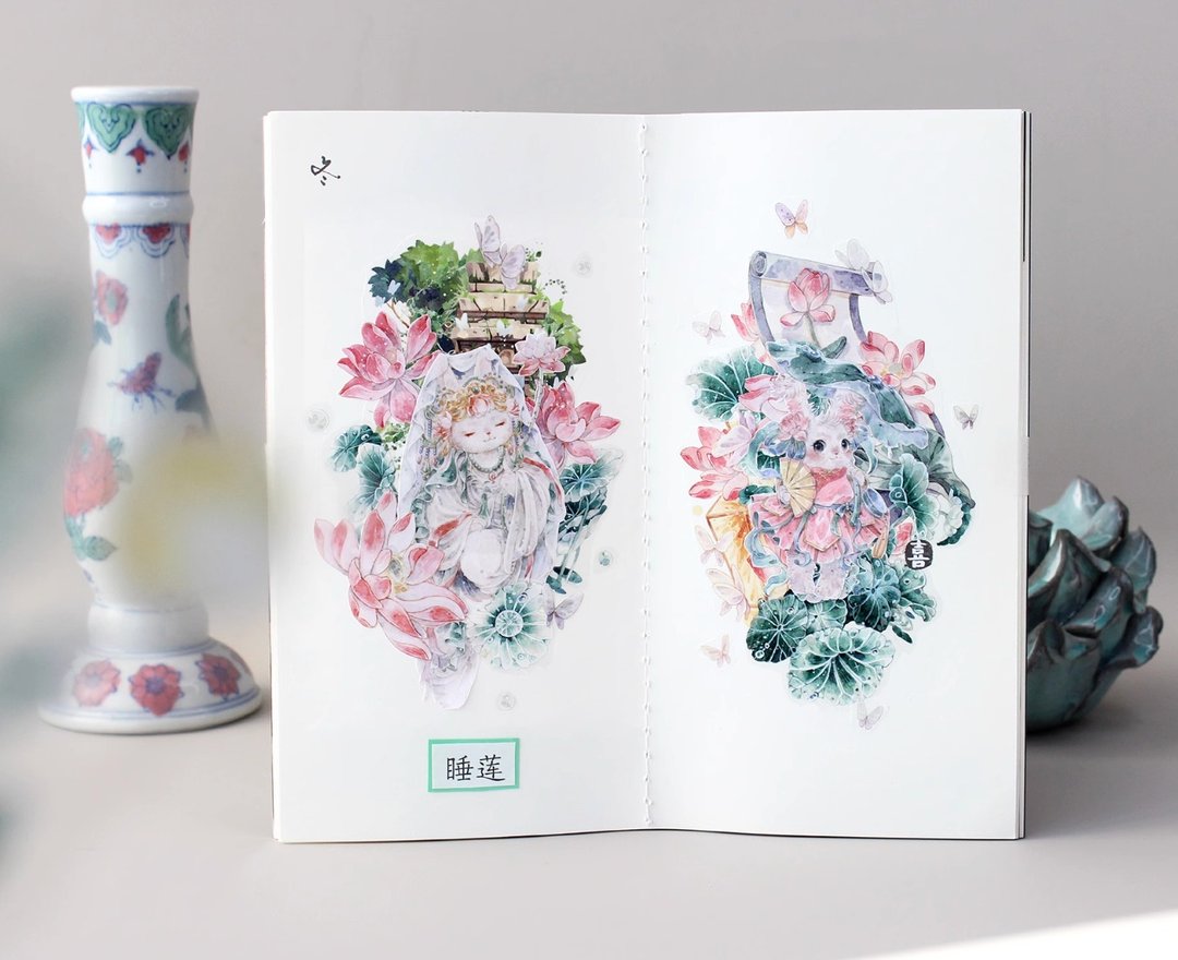 莉莉兔的荷花潭  PET 琉璃光 荷花兔 和紙膠帶   10米卷 - 纸胶带 - 其他材质 多色