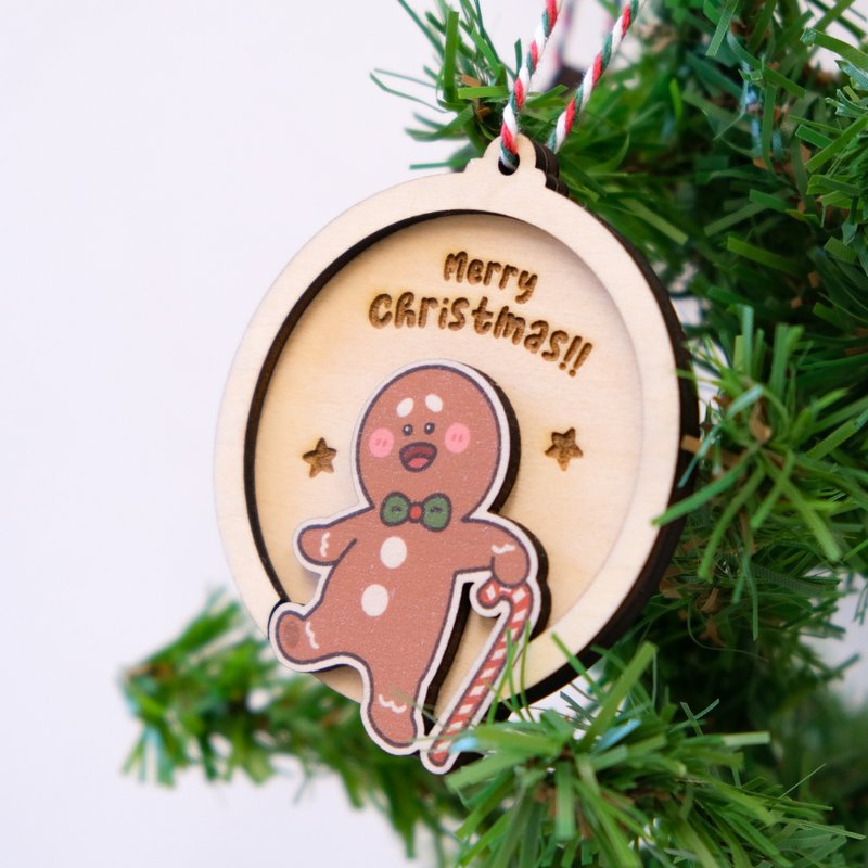【可定制】圣诞木挂饰 I 彩色款 *背面可免费刻字 - 吊饰 - 木头 咖啡色