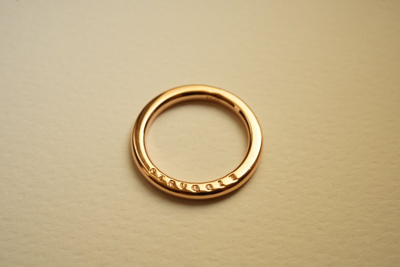 简单925纯银/ 钢琴黑/ 18K镀玫瑰金 手工刻字戒指 - 对戒 - 纯银 