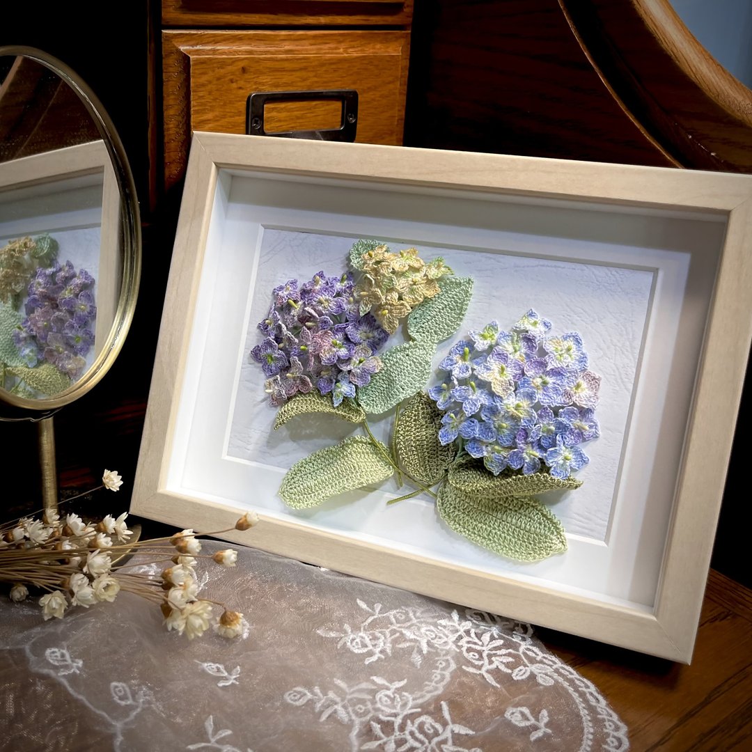 Hydrangea 绣球花 紫阳花 钩织编织 立体花画 家居点缀新居 可挂 - 摆饰 - 棉 多色
