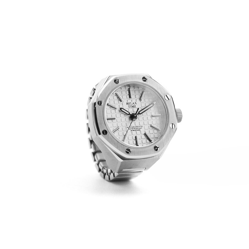 此为预购商品-RELAX TIME  八角戒指表-白像素 (RT-A-01) - 戒指 - 不锈钢 白色