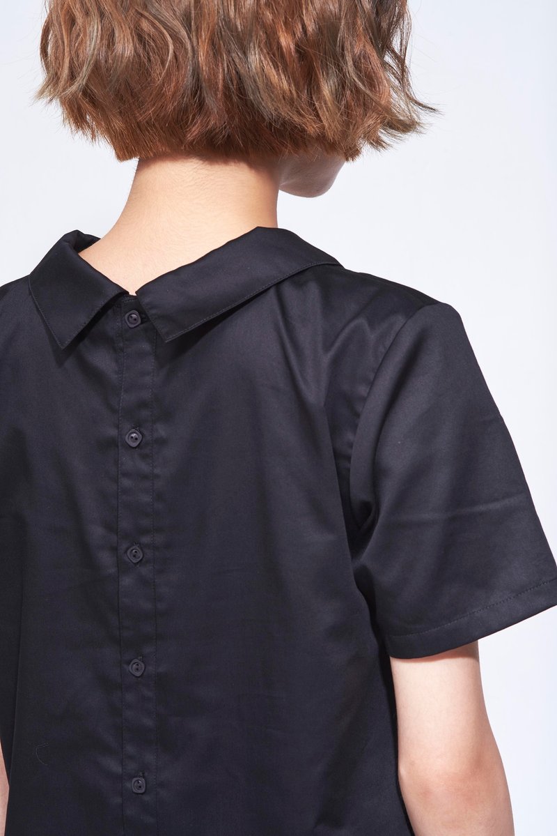 8 lie down . 后排扣衬衫 - 女装衬衫 - 棉．麻 黑色