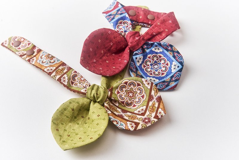 【敦煌团花】国风敦煌藻井团花围脖全棉宠物领结/项圈/口水巾手作 - 项圈/牵绳 - 其他人造纤维 多色