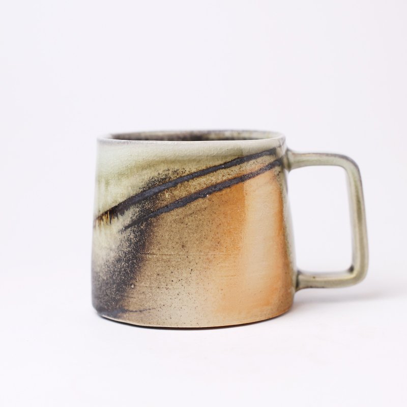 明芽窑 | 柴烧绞胎暮日方把杯 陶杯 杯子 马克杯 搜藏品 H9 - 咖啡杯/马克杯 - 陶 