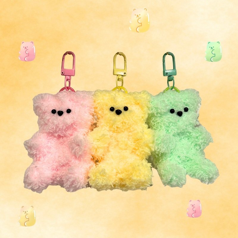 手作毛绒小熊软糖钥匙圈.吊饰.挂饰 毛根扭扭棒手作动物玩偶 - 吊饰 - 其他金属 多色