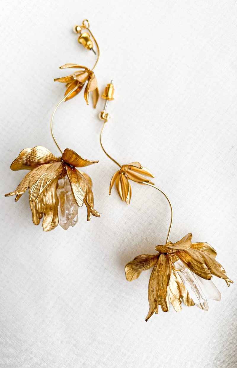 黑西亚耳环新娘婚纱饰品 - 耳环/耳夹 - 其他金属 金色